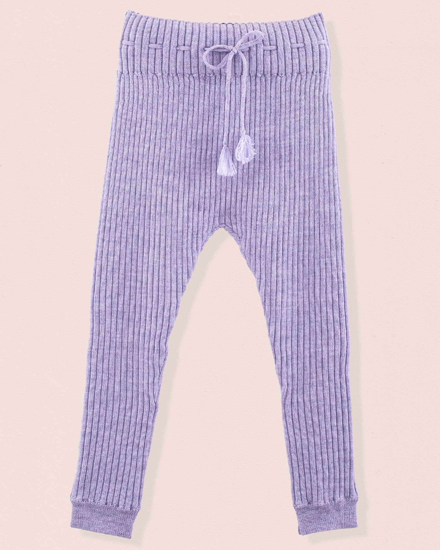 Ribbed Lavender Wool Mélange Knit Legging